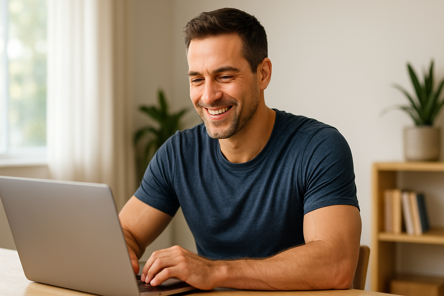 Man using smartphone in office